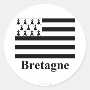 Brittany Flag with Name in French Classic Round Sticker