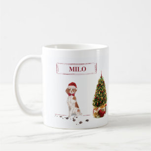 Brittany Funny Christmas Dog and Tree Coffee Mug