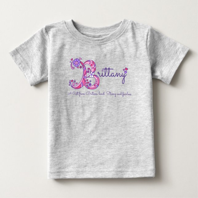 Brittany girls B name meaning monogram shirt (Front)