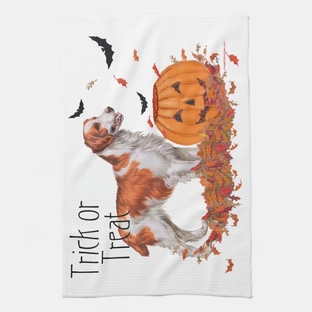Brittany Halloween Tea Towel (Vertical)