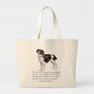 Brittany Keepsake - Male Dog Large Tote Bag