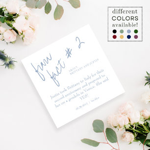 Brittany Modern Dusty Blue Fun Fact #2 Wedding Napkin
