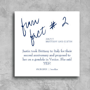 Brittany Modern Navy Blue Fun Fact #2 Wedding Napkin