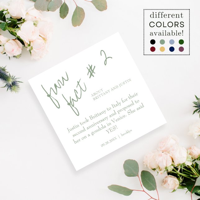 Brittany Modern Sage Green Fun Fact #2 Wedding Napkin (Creator Uploaded)