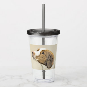 Brittany Painting - Cute Original Dog Art Acrylic Tumbler
