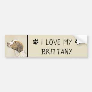 Brittany Painting - Cute Original Dog Art Bumper Sticker