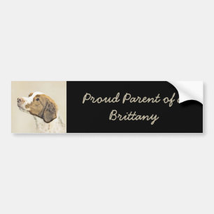 Brittany Painting - Cute Original Dog Art Bumper Sticker