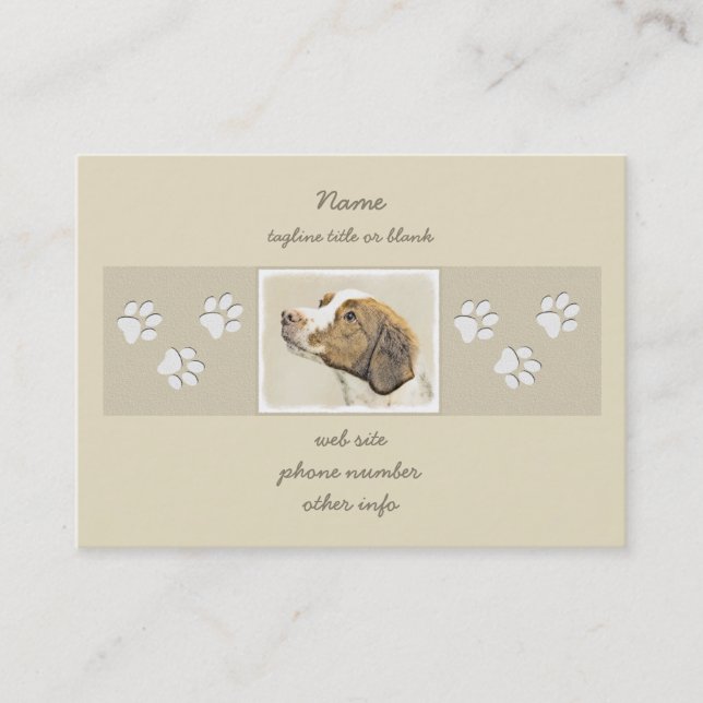 Brittany Painting - Cute Original Dog Art Business Card (Front)