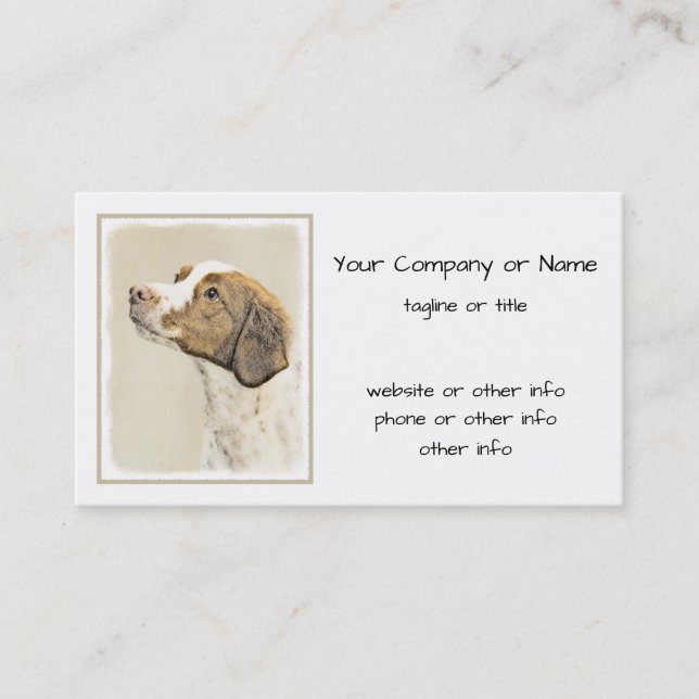 Brittany Painting - Cute Original Dog Art Business Card (Front)