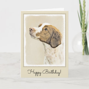 Brittany Painting - Cute Original Dog Art Card