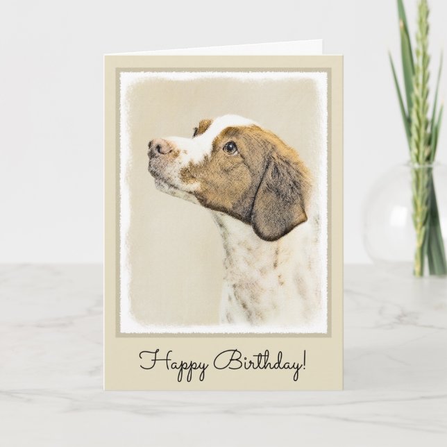 Brittany Painting - Cute Original Dog Art Card (Front)