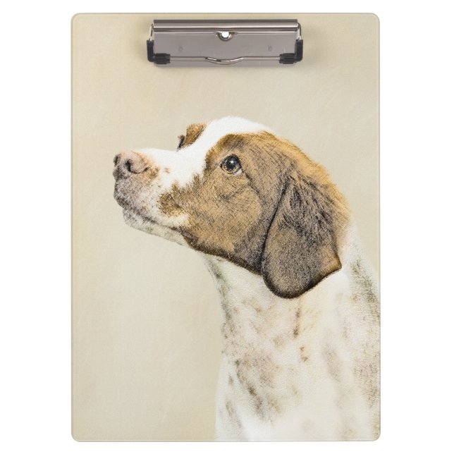Brittany Painting - Cute Original Dog Art Clipboard (Front)