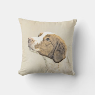 Brittany Painting - Cute Original Dog Art Cushion