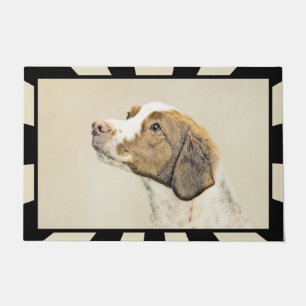 Brittany Painting - Cute Original Dog Art Doormat