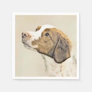 Brittany Painting - Cute Original Dog Art Napkin