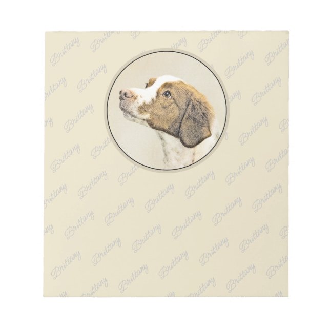Brittany Painting - Cute Original Dog Art Notepad (Front)