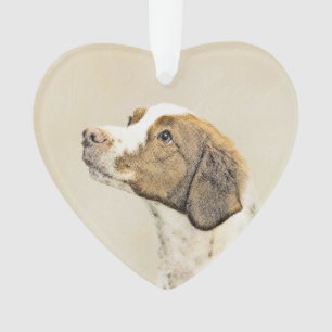 Brittany Painting - Cute Original Dog Art Ornament