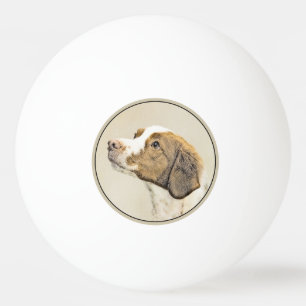 Brittany Painting - Cute Original Dog Art Ping Pong Ball