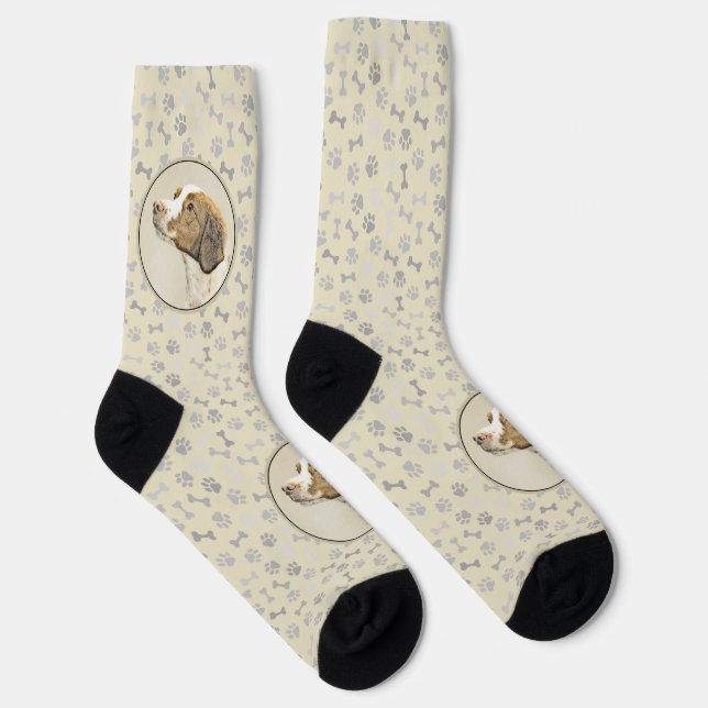 Brittany Painting - Cute Original Dog Art Socks (Right)