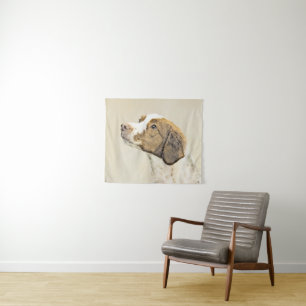 Brittany Painting - Cute Original Dog Art Tapestry