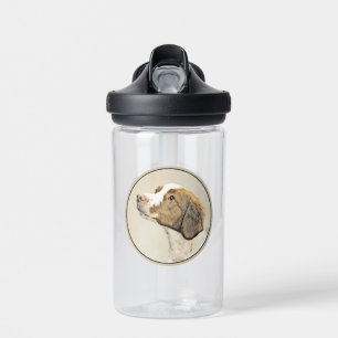 Brittany Painting - Cute Original Dog Art Water Bottle