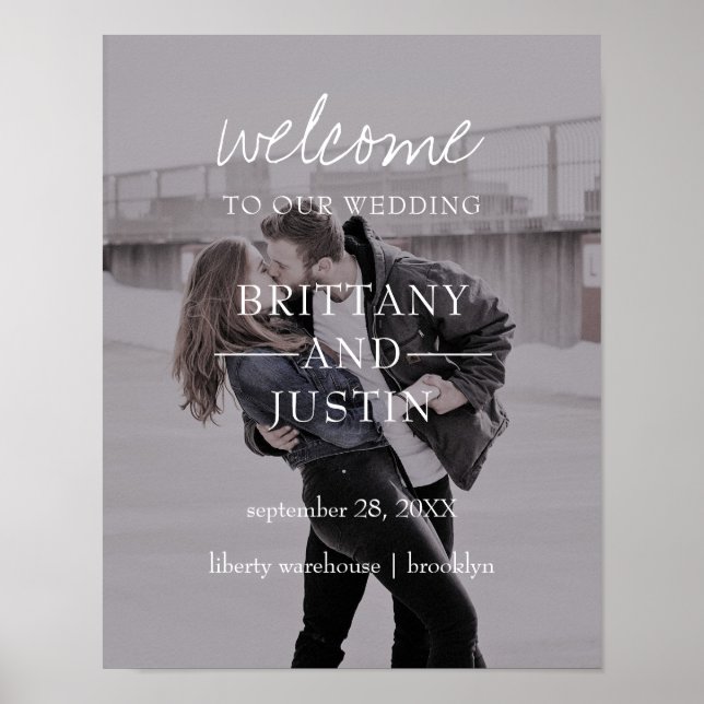 Brittany Photo Script Welcome To Our Wedding Sign (Front)