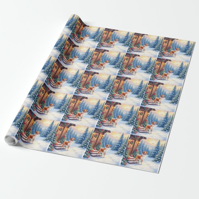 Brittany Rustic Cabin Christmas Winter Art Wrapping Paper (Unrolled)
