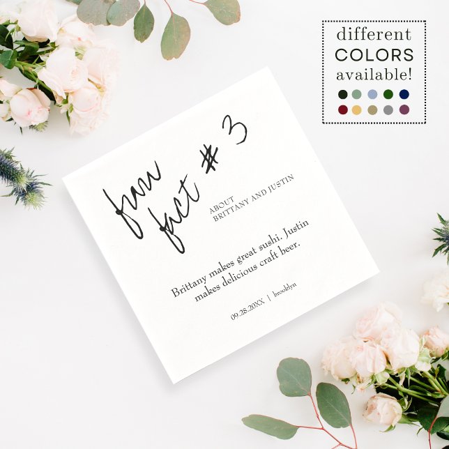 Brittany Simple Black White Fun Fact #3 Wedding Napkin (Creator Uploaded)