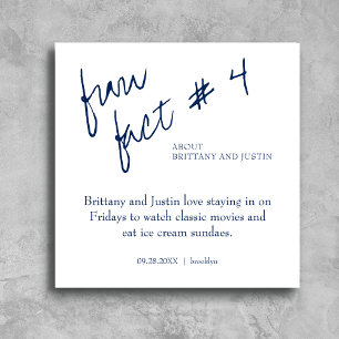 Brittany Simple Navy Blue Fun Fact #4 Wedding Napkin