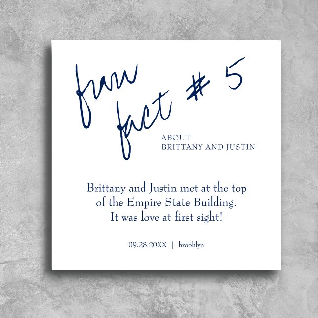Brittany Simple Navy Blue Fun Fact #5 Wedding Napkin (Creator Uploaded)