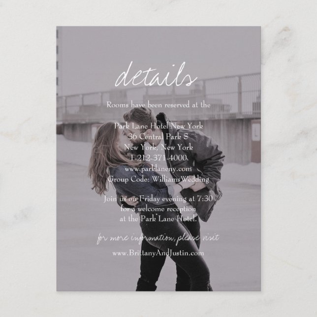Brittany Simple Photo Guest Details Wedding Enclosure Card (Front)
