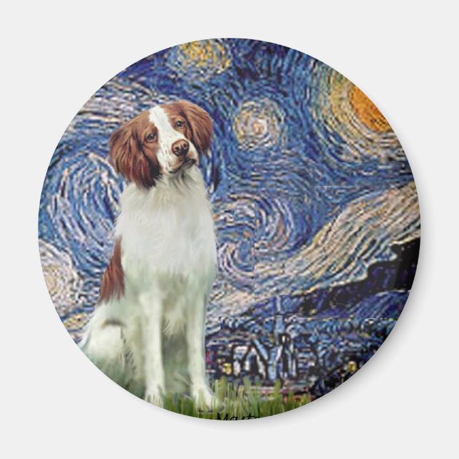 Brittany Spaniel 3 - Starry Night Magnet (Front)