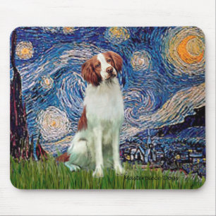 Brittany Spaniel 3 - Starry Night Mouse Pad