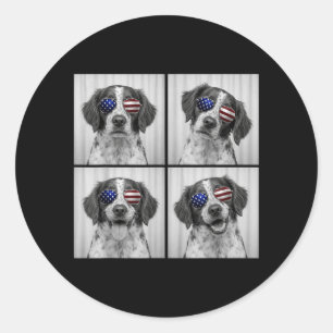 Brittany Spaniel 4th Of July Aamerican Flag Dog Classic Round Sticker