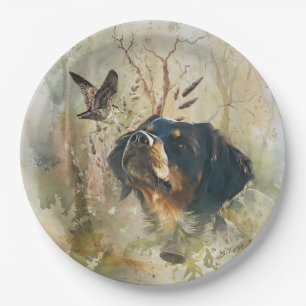 Brittany Spaniel and woodcock Paper Plate
