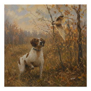 Brittany Spaniel and woodcock  Poster