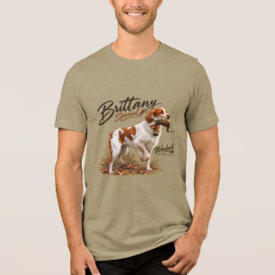 Brittany Spaniel and woodcock Tri-Blend Shirt