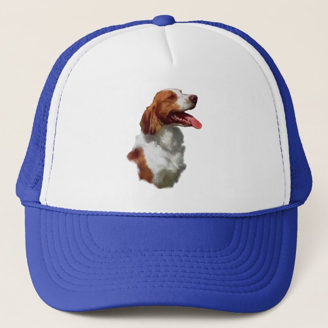 Brittany Spaniel Art Gifts Trucker Hat (Front)