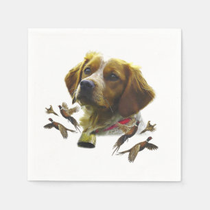 Brittany Spaniel Art , Napkin