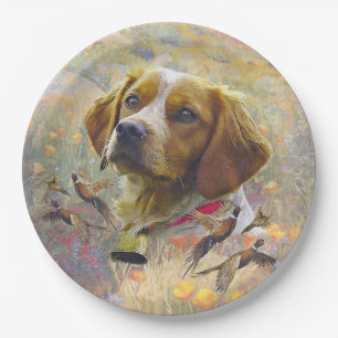 Brittany Spaniel Art , Paper Plate