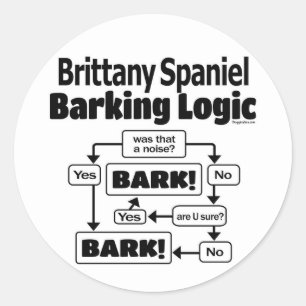 Brittany Spaniel Barking Logic Classic Round Sticker