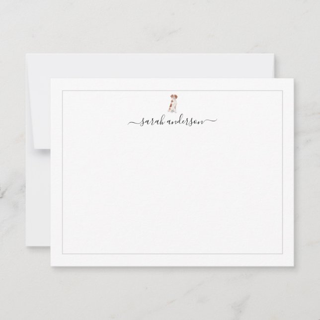 Brittany Spaniel Border Personalized Card (Front)