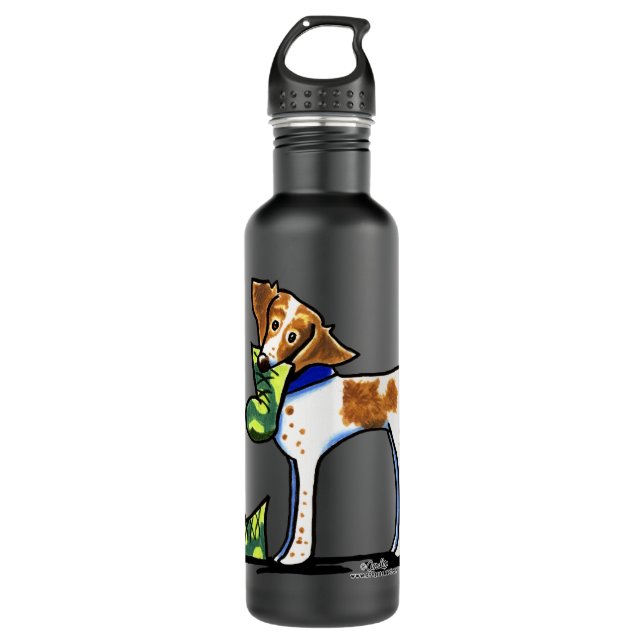 Brittany Spaniel Camouflage Boots 710 Ml Water Bottle (Front)