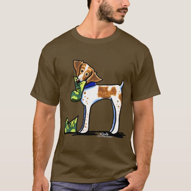Brittany Spaniel Camouflage Boots T-Shirt (Front)