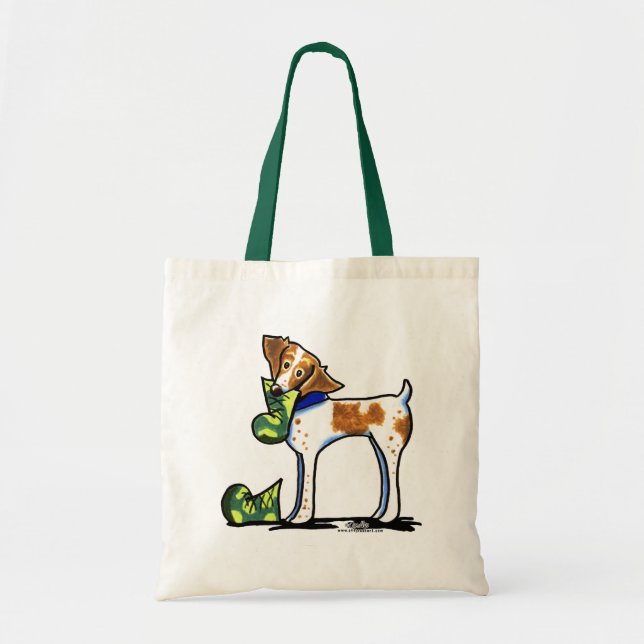 Brittany Spaniel Camouflage Boots Tote Bag (Front)
