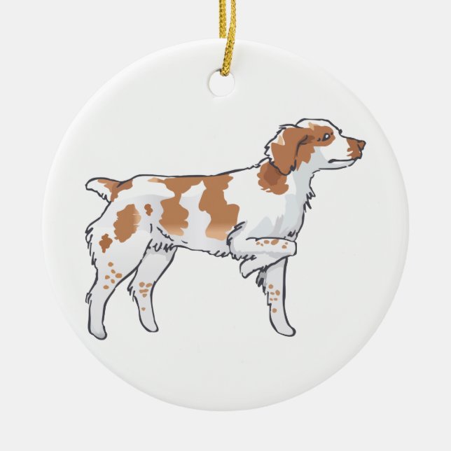 Brittany Spaniel Ceramic Ornament (Front)