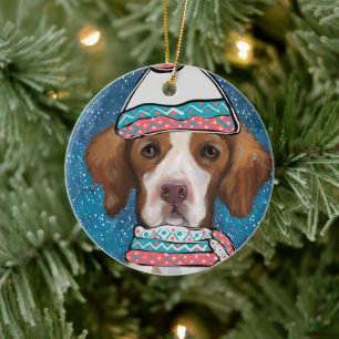 Brittany Spaniel Ceramic Ornament