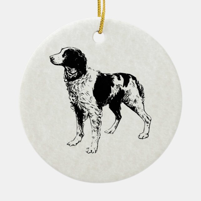 brittany spaniel ceramic tree decoration (Front)