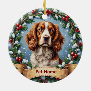 Brittany Spaniel Christmas Ceramic Ornament