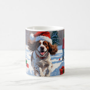 Brittany Spaniel Christmas Festive Snow Scene Coffee Mug